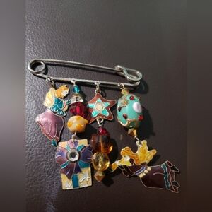Vintage Colorful Enamel Charm Brooch Pins